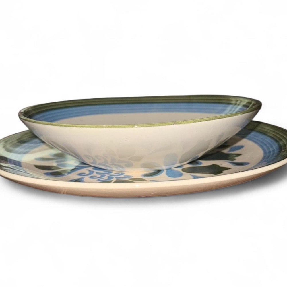 Spring Green Ironstone Serving Bowl & Platter Set – Royal Ironstone Lancaster - Picture 3 of 4